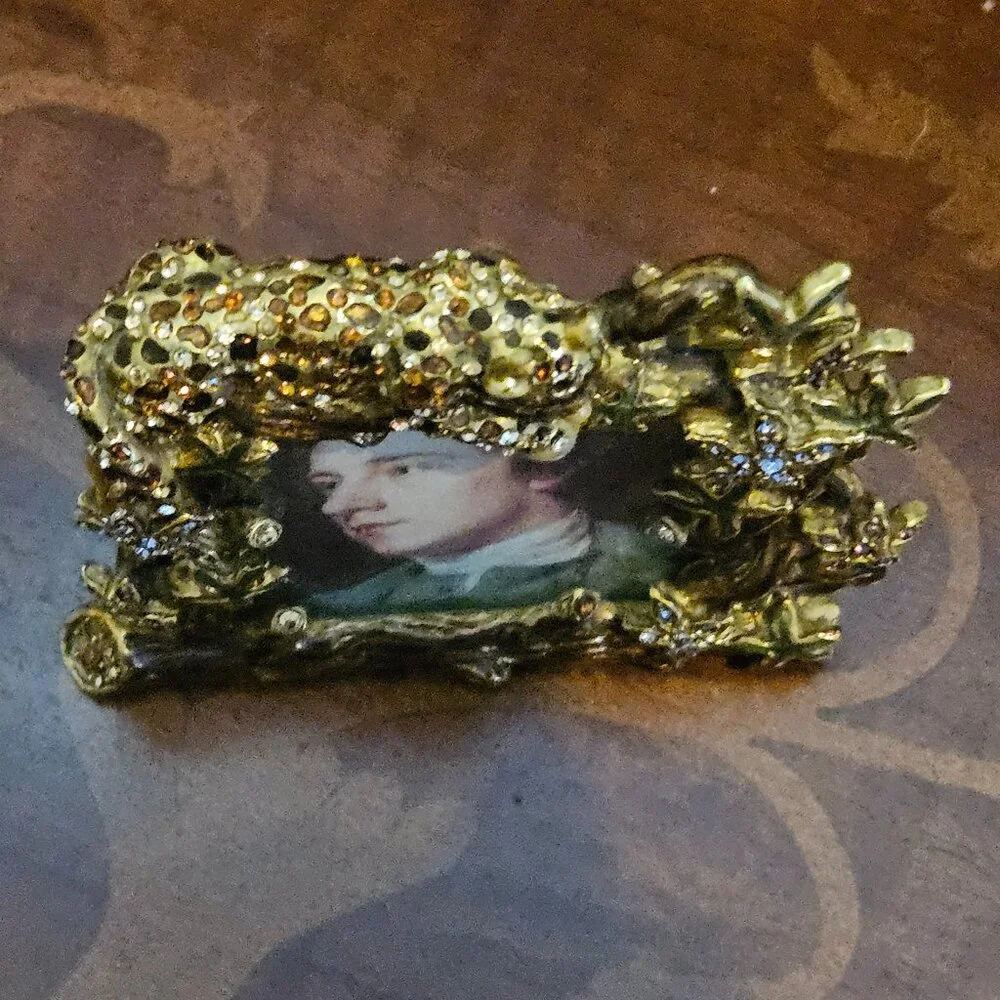 EXQUISITE RARE JAY STRONGWATER LEOPARD JUNGLE LEAF CRYSTAL ENAMEL FRAME